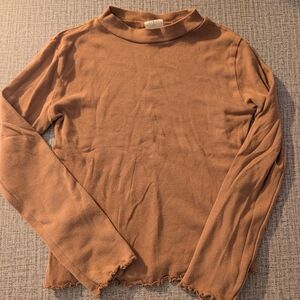 Zara Rust-Toned Long Sleeve Mock Neck Top